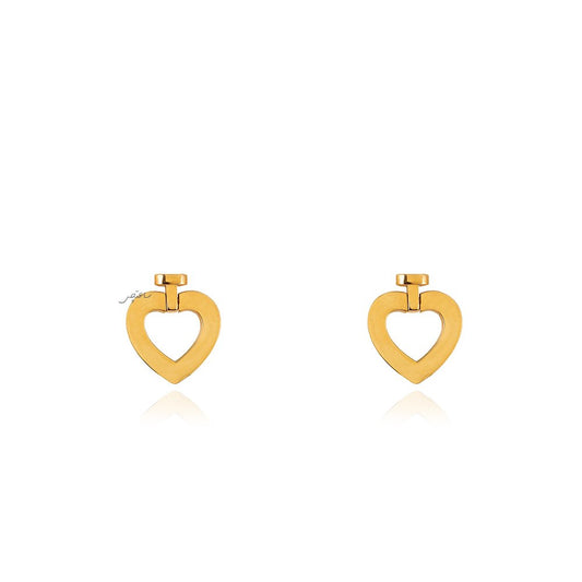 Yellow gold heart stud earring 18k 2.6gr