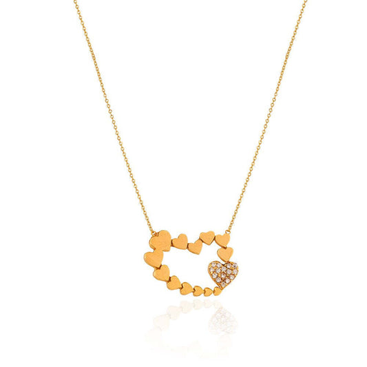 Yellow gold heart Necklace different size hearts 18k ,4.47gr