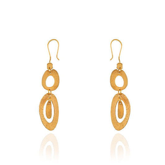 Yellow gold dangling earring with two oval links 18k 4.97gr