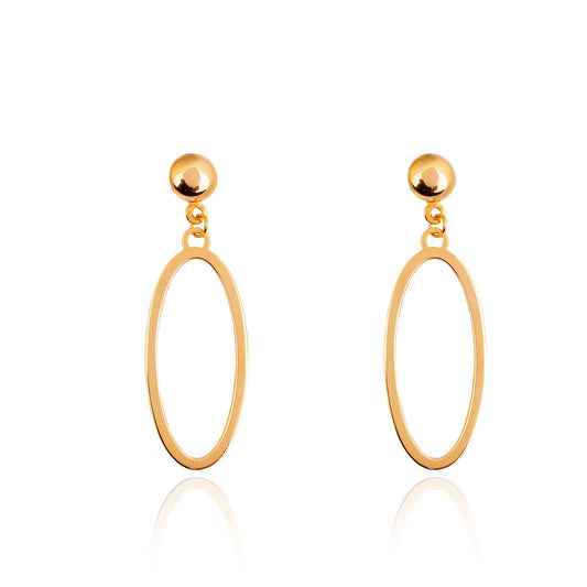Yellow gold dangling earring oval shape design 18k 1.62gr