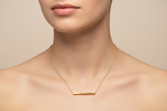 Yellow Gold Necklace with one Vertical bar 18k, 3.46gr