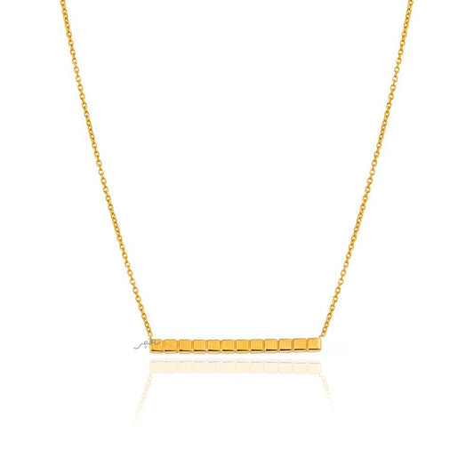 Yellow Gold Necklace with one Vertical bar 18k 16- 17 Inches Adjustable 3.46gr