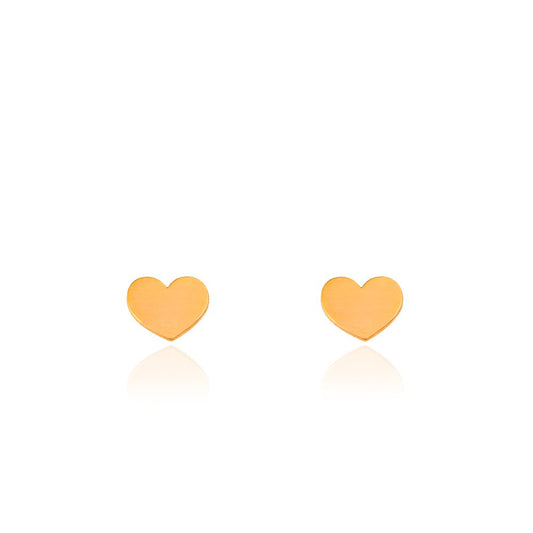 Yellow Gold  Small Heart Shape Stud Earrings, 18k 1.04gr