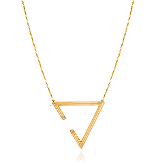 Yellow gold Triangle Shape Necklae 17- 18 Inches adjustable 18k 3.69gr
