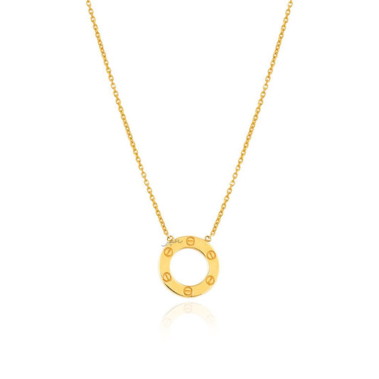 Yellow Gold Necklace with one circle  16 to 18 Inches  18k 4.22gr