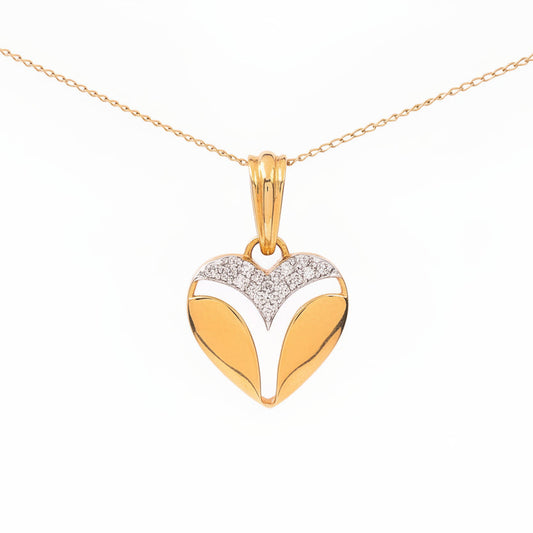 14K Yellow Gold Heart Pendent with Diamonds TDW:0.13ct SI I