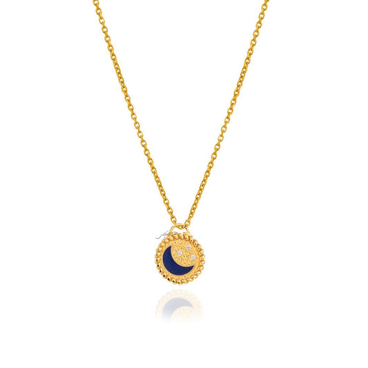 Yellow Gold pendent Blue Moon and three stars 18k 1.62gr