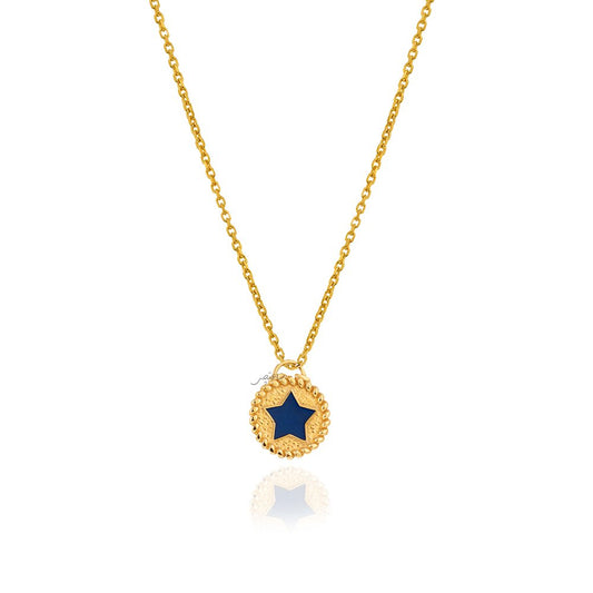 Yellow Gold Pendent with one Blue star 18k 1.5gr. Chain is not Included