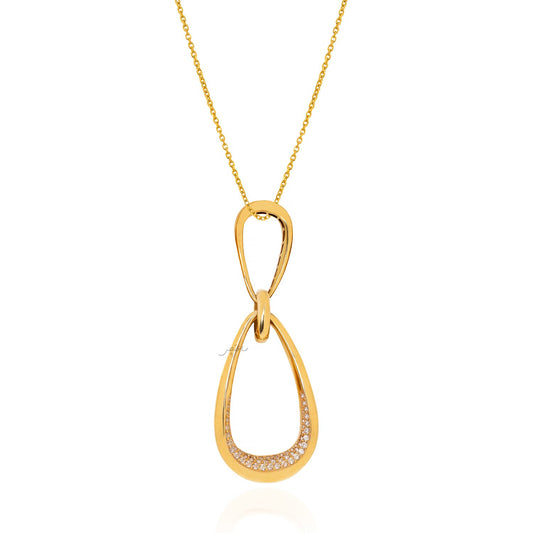 yellow gold Necklace Two Triangle design with Cubic setting