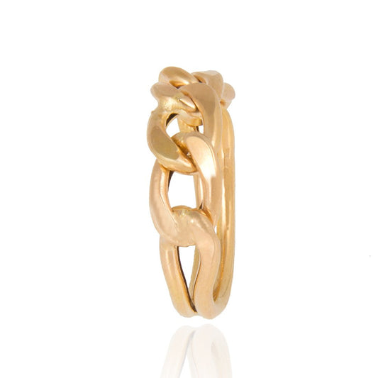 Yellow Gold Ring Curb link on top, 18k, 1.63gr