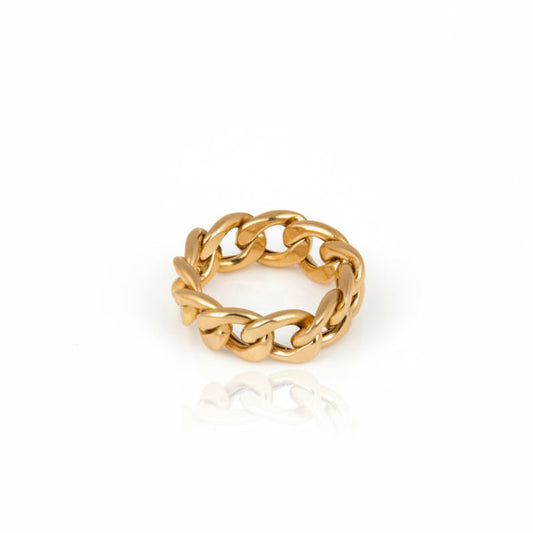 18K Yellow Gold Curb Link Flexible Ring