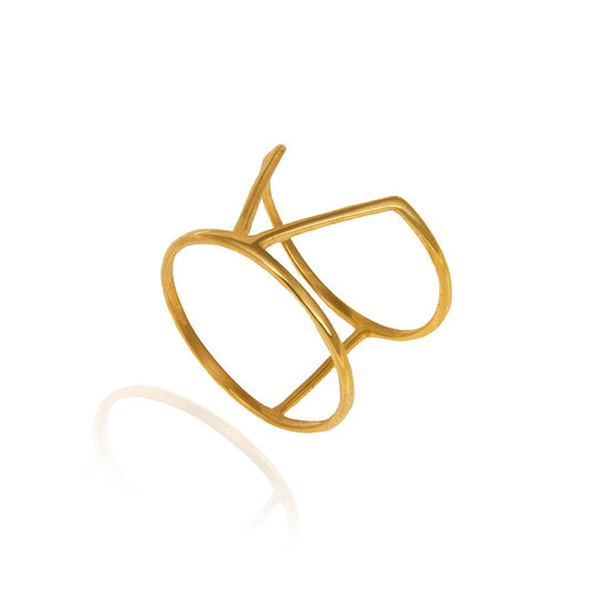 Yellow gold double ring with V design on top 18k 1.69gr