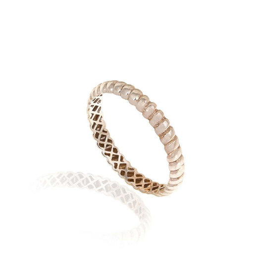 White Gold Ring Rope Style 18k 3.14gr