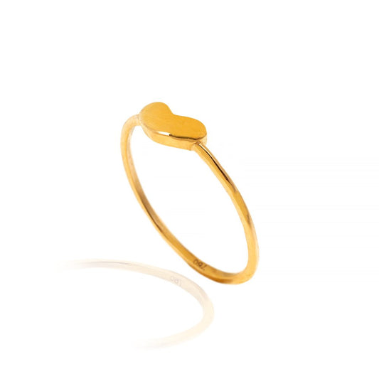 Yellow Gold Ring setting with one Heart, 18k