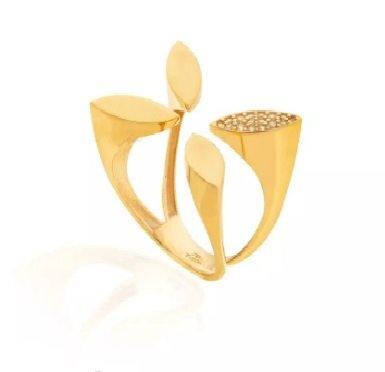 Yellow Gold Flower style with four Petals setting with Cubic Zircunia 18k 4.91gr size 6