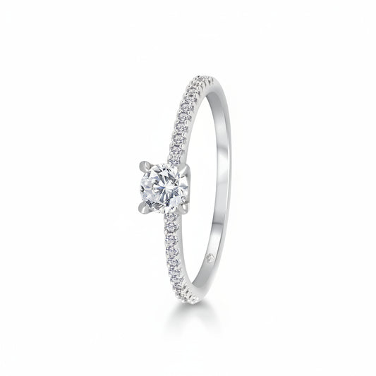18K White Gold Solitaire Ring with Certified Canadian Diamond