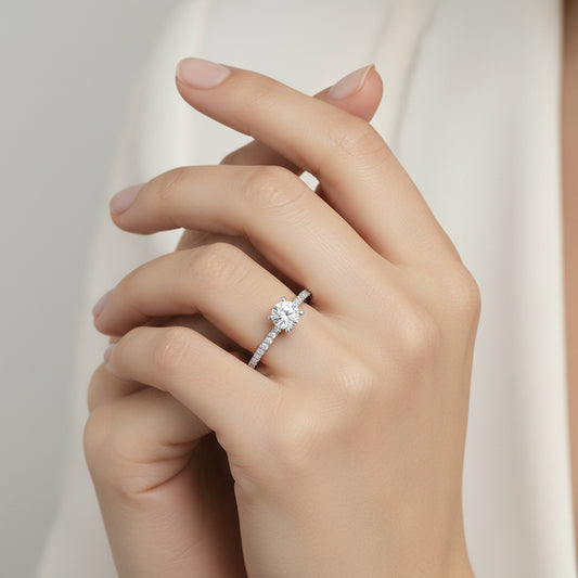 18K White Gold Solitaire Ring with Certified Canadian Diamond TDW: 0.31ct