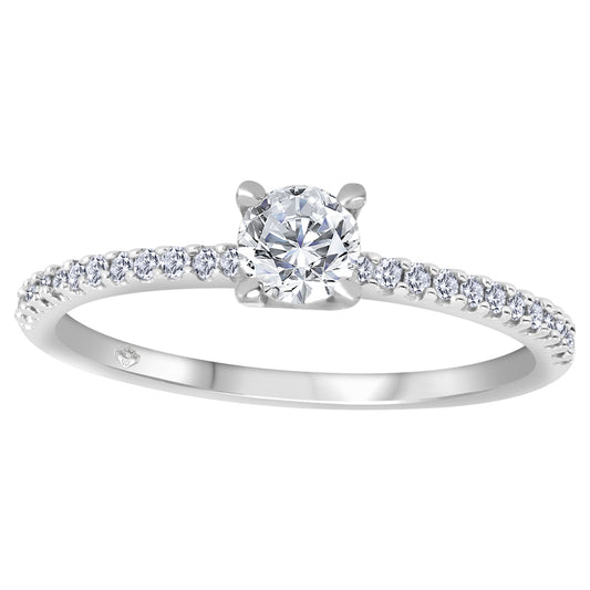 Certified Canadian Diamond Solitaire Ring setting with 0.3 Ct Diamond, TDW: 0.308ct, I1, G-I, 18k Gold