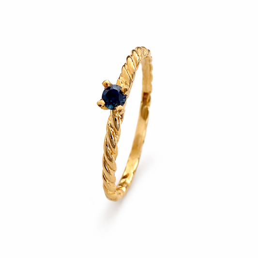 10k Yellow Gold Sapphire Twisted Gold Band