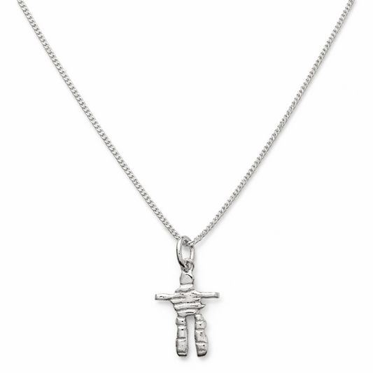 925 Sterling Silver Inuit Inukshuk Pendant Necklace