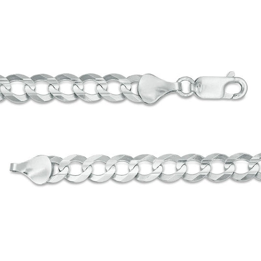 White Gold 10k Curb flat Chain, 24 Inches, 2.4mm