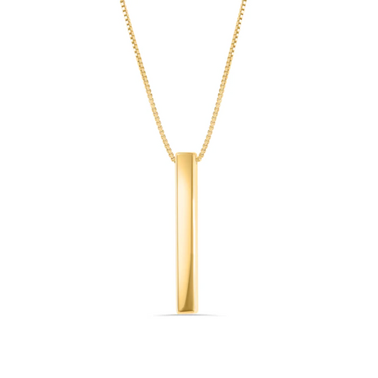Gold Plated 925 Sterling Silver Drop Down Bar Necklace