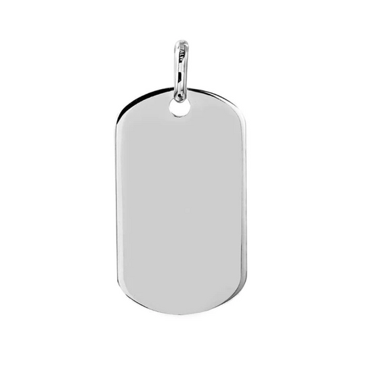 Sterling Silver 925 Plain Dogtag 40mm x 23mm
