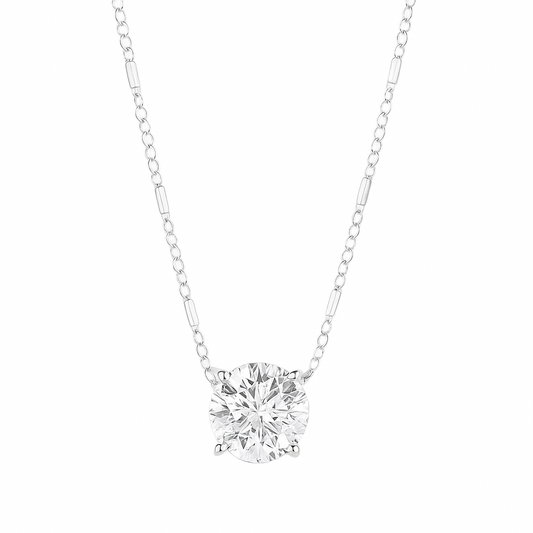 Floating Solitaire Diamond Pendant Necklace in White Gold. 18k, 0.75ct. VS2, I