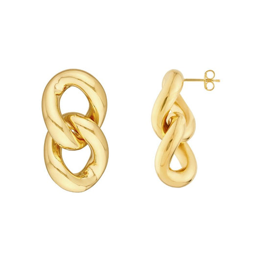 Yellow Gold Drop Curb chain Earrings, 18k, 1.73gr