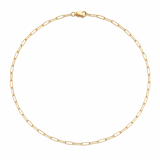 18K Yellow Gold Paperclip Chain Necklace 18"