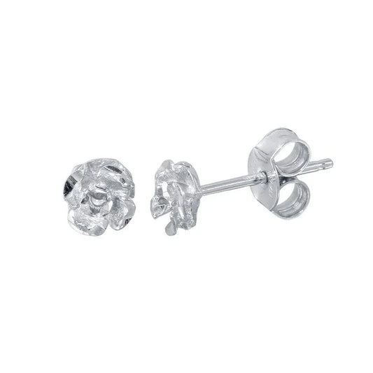925 Sterling Silver Rhodium Plated flower Stud Earrings
