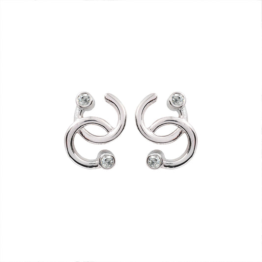 White Gold Two Circle design setting with two Diamonds 14k TDW: 0.12ct VSGH