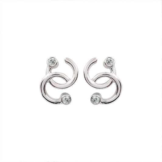 White Gold Two Circle design setting with two Diamonds 14k TDW: 0.12ct VSGH