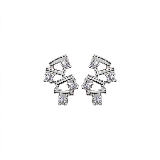 Zigzag style White Gold Earring setting with Eight Diamonds TDW: 0.16ct VSGH 14k