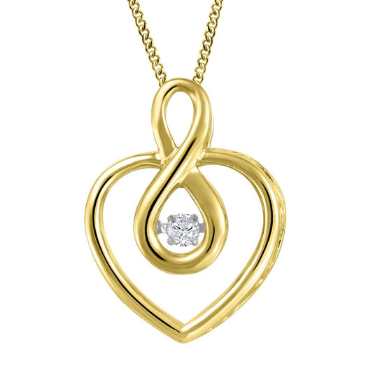 Fire and Ice Canadian Diamond Heart/ Infinity Necklace, 0.057ct, I1 , GI
