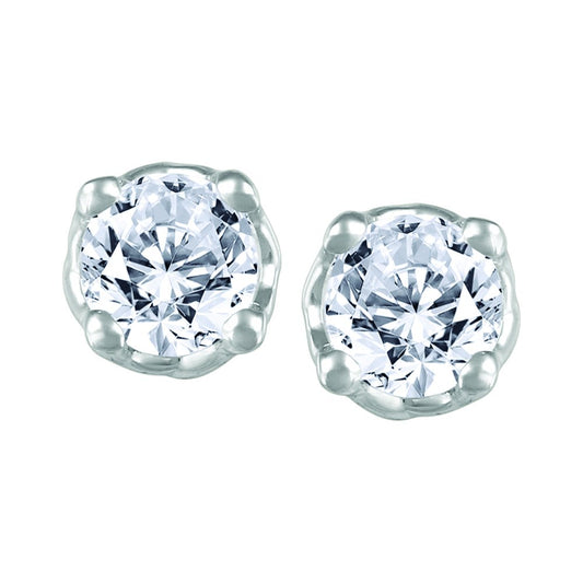 Fire and Ice Canadian Diamond Stud Earrings, 14k, TDW: 0.108ct