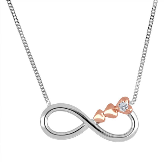 Fire and Ice Canadian Diamond Two Tones Gold Infinity Necklace, 0.021ct, I1, G-I