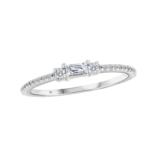 Fire and Ice Canadian Diamond Ring setting with 20 Round Diamond and one Baguete, 14k, TDW: 0.051ct, I1, G-I