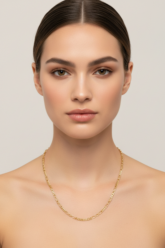 Yellow Gold Figaro Chain. 18k, 7.05gr, 24", 3.1mm