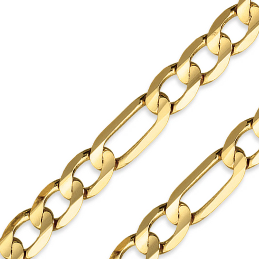 Yellow Gold Figaru Chain, 4mm, 18 Inches, 14k