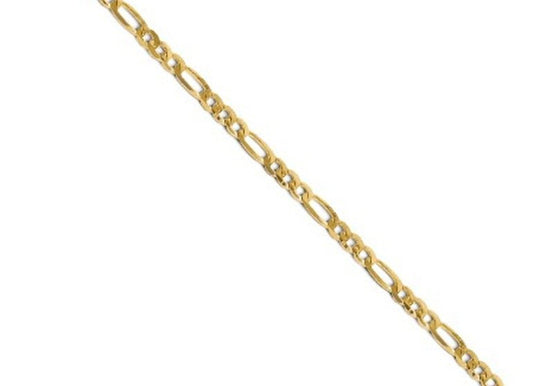 Yellow Gold Figaro Chain Anklet. 18k, 4.2gr, 10", 3.1mm