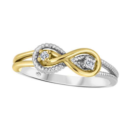 Fire and Ice Canadian Diamond Infinity Ring set with two Round Diamond, 14k, TDW: 0.051ct, I1, GI