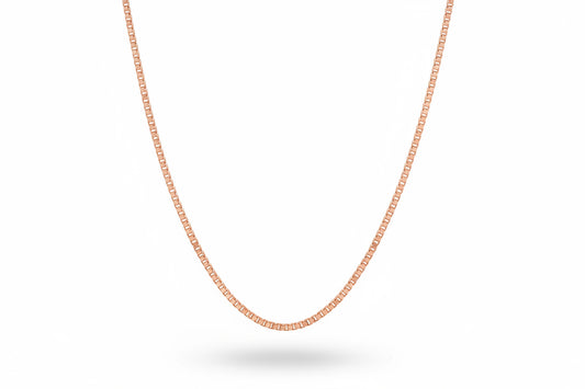 Sterling Silver Rose Gold Plated Box Chain 18"