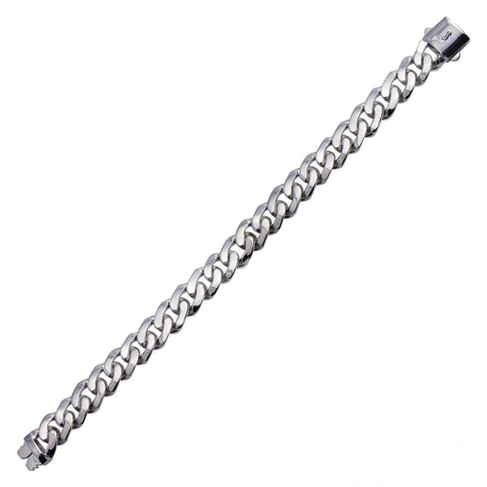 Silver Rhodium Plated Miami Cuban Link Bracelet, 11.2mm