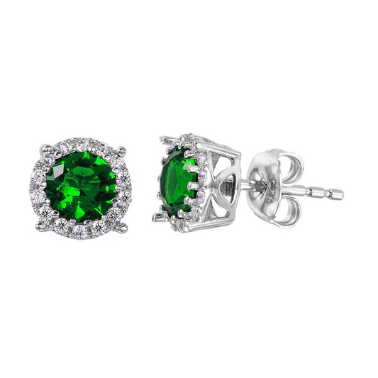 Sterling Silver Earring setting with Green Cubic Zirconia