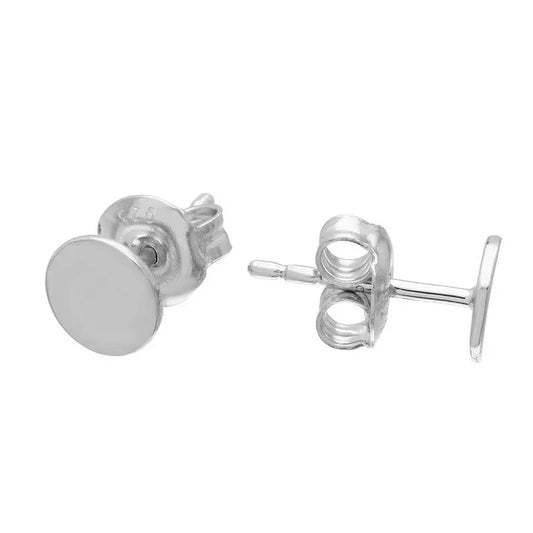 925 Sterling Silver Rhodium Plated Rhodium Plated Disc Stud Earrings