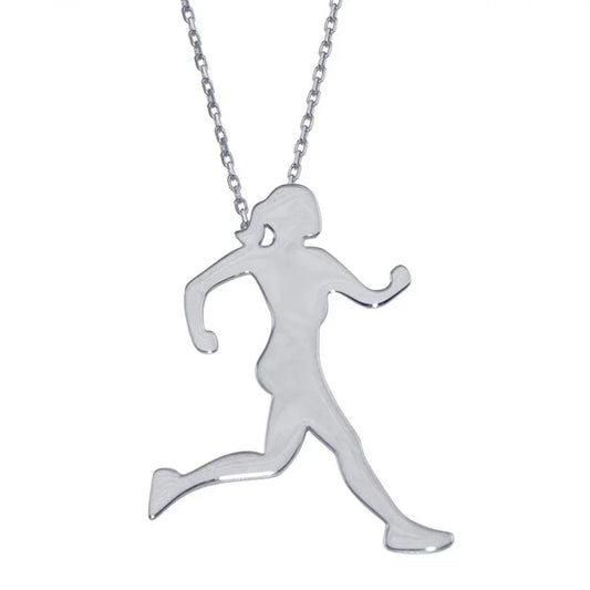 Rhodium Plated 925 Sterling Silver Runner Necklace