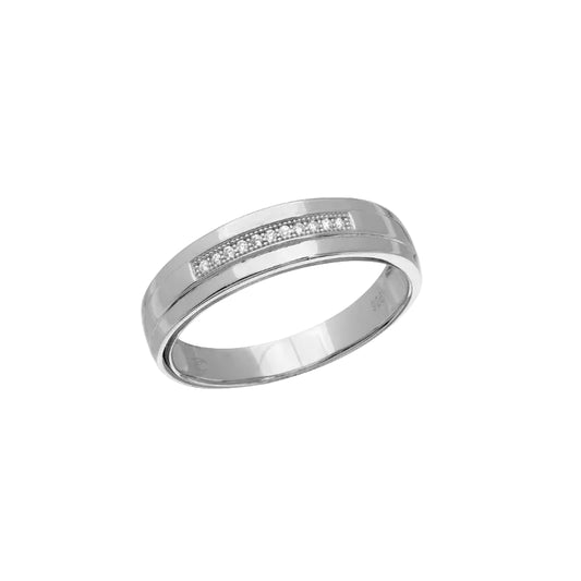 925 Sterling Silver Rhodium-Plated Band CZ Ring