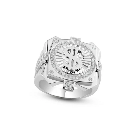Sterling Silver Ring with Dollar Sign setting with CZ