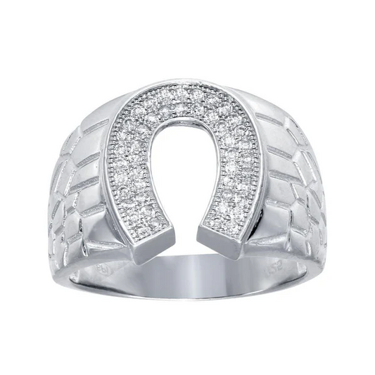 Sterling Silver Horse shoe Ring setting with CZ